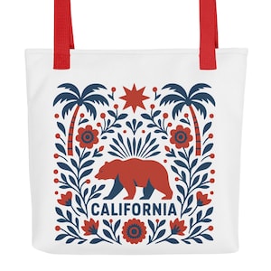 California Folk Art Tote Bag: West Coast Travel Beach Bag