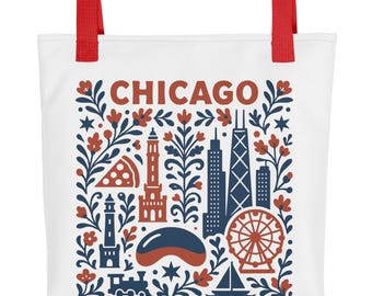 Chicago Tragetasche, Chicago Tasche, Chicago Geschenk, Chicago Souvenir, Mädchen des Midwestern, Geschenk des Midwestern, Stadt Reisetasche, Volkskunsttasche, windige Stadt