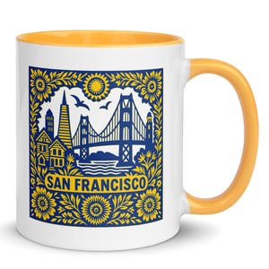 San Francisco Mug: Golden Gate Bridge Folk Art Design