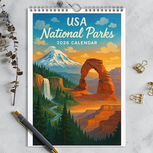 2026 US National Parks Calendar – Vintage Travel Poster Art