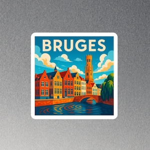 Brügge Belgien Reise-Magnet: Kühlschrankmagnet im Vintage-Stil