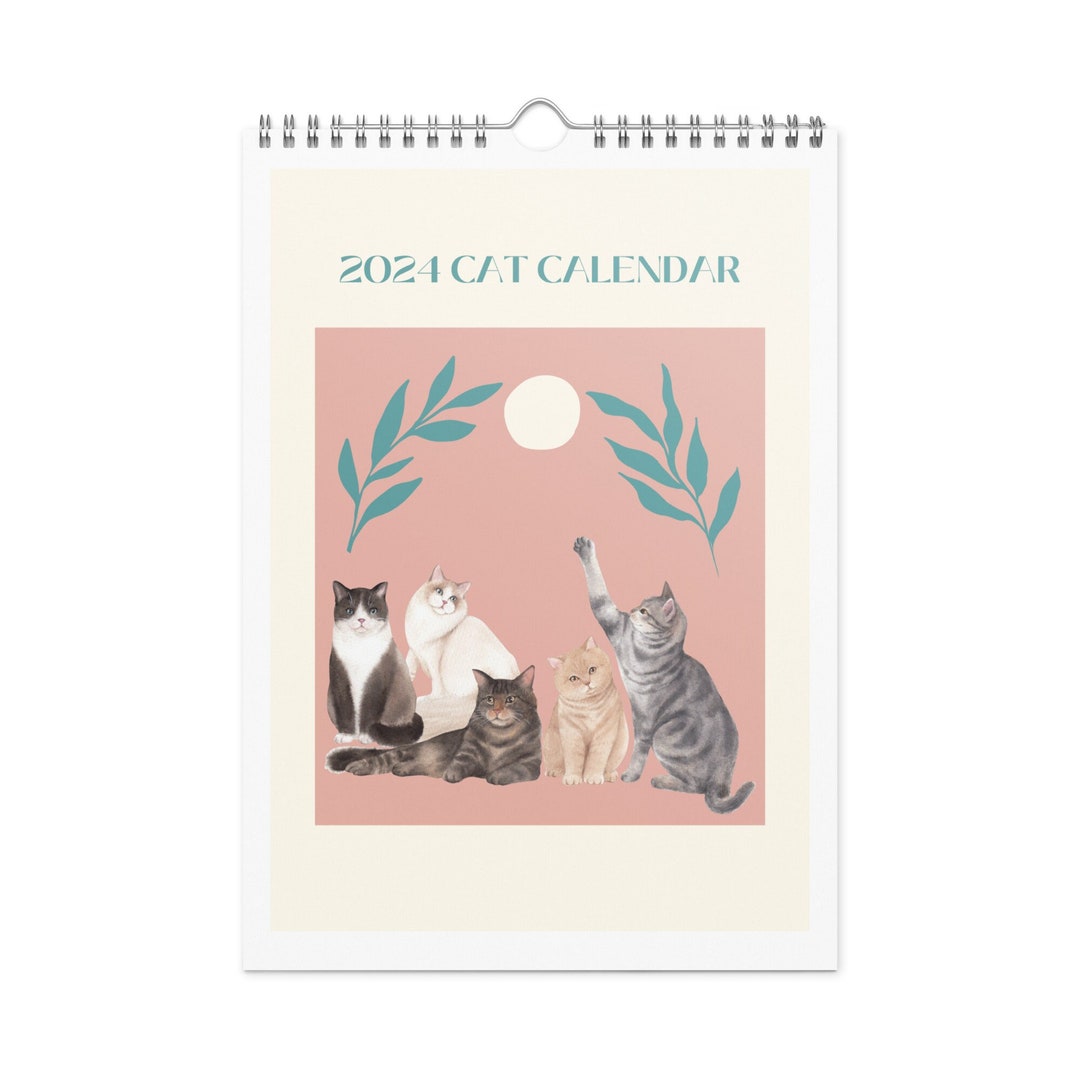 Cat Wall Calendar 2024, Cat Calendar, 2024 Calendar, Wall Calendar