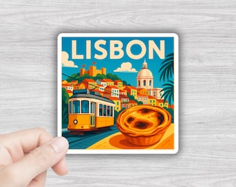 Lisbon Fridge Magnet, Portugal Travel Souvenir, Lisbon Pastel de Nata