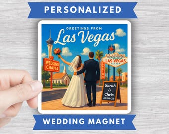 Personalized Las Vegas Wedding Magnet • Couple Keepsake