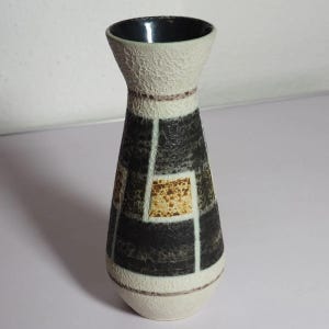 Vintage Scheurich Keramik Vase 330-20, West Germany Pottery, Mid-Century Modern, Geometrisches Muster, Fat Lava Stil, Sammlerstück, 20 cm