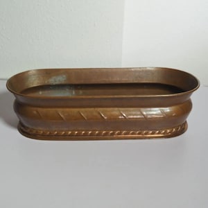 Fioriera vintage in rame, vaso ovale, realizzata a mano, vaso antico, decorazione per casa di campagna, recipiente in rame, 45 cm, vaso da fiori rustico