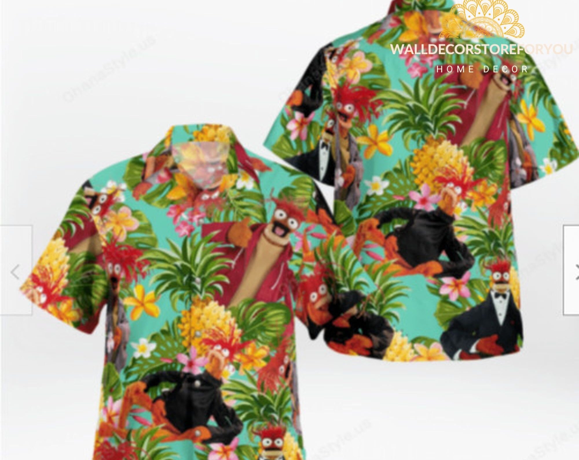 The Muppet Pepe The King Prawn Ananas Tropisches Hawaiian Shirt The Muppet Pepe The King Prawn Ananas Tropisches Hawaiian Shirt