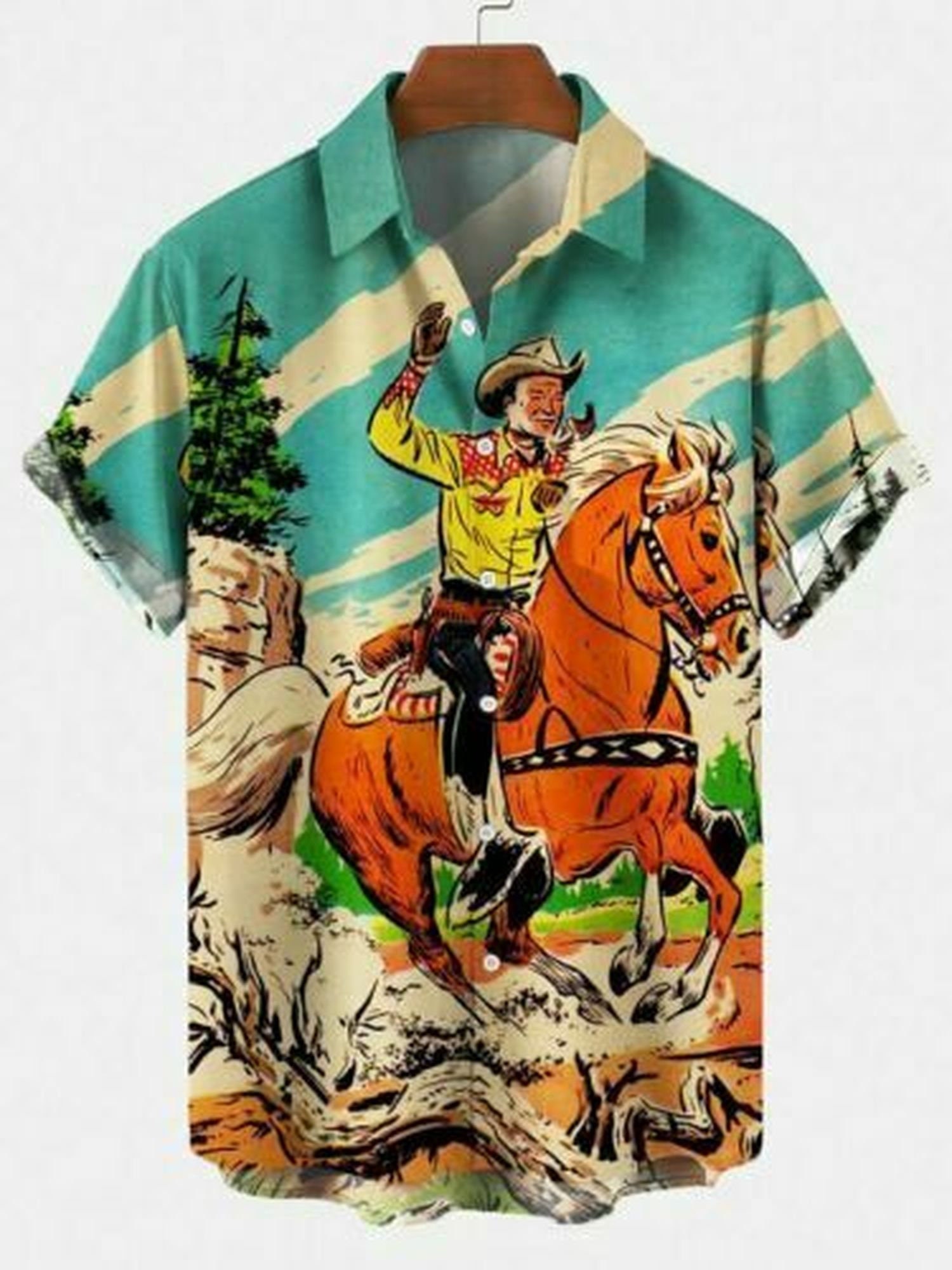 Discover Retro Cowboy Casual Pferd HAWAIIANS SHIRT