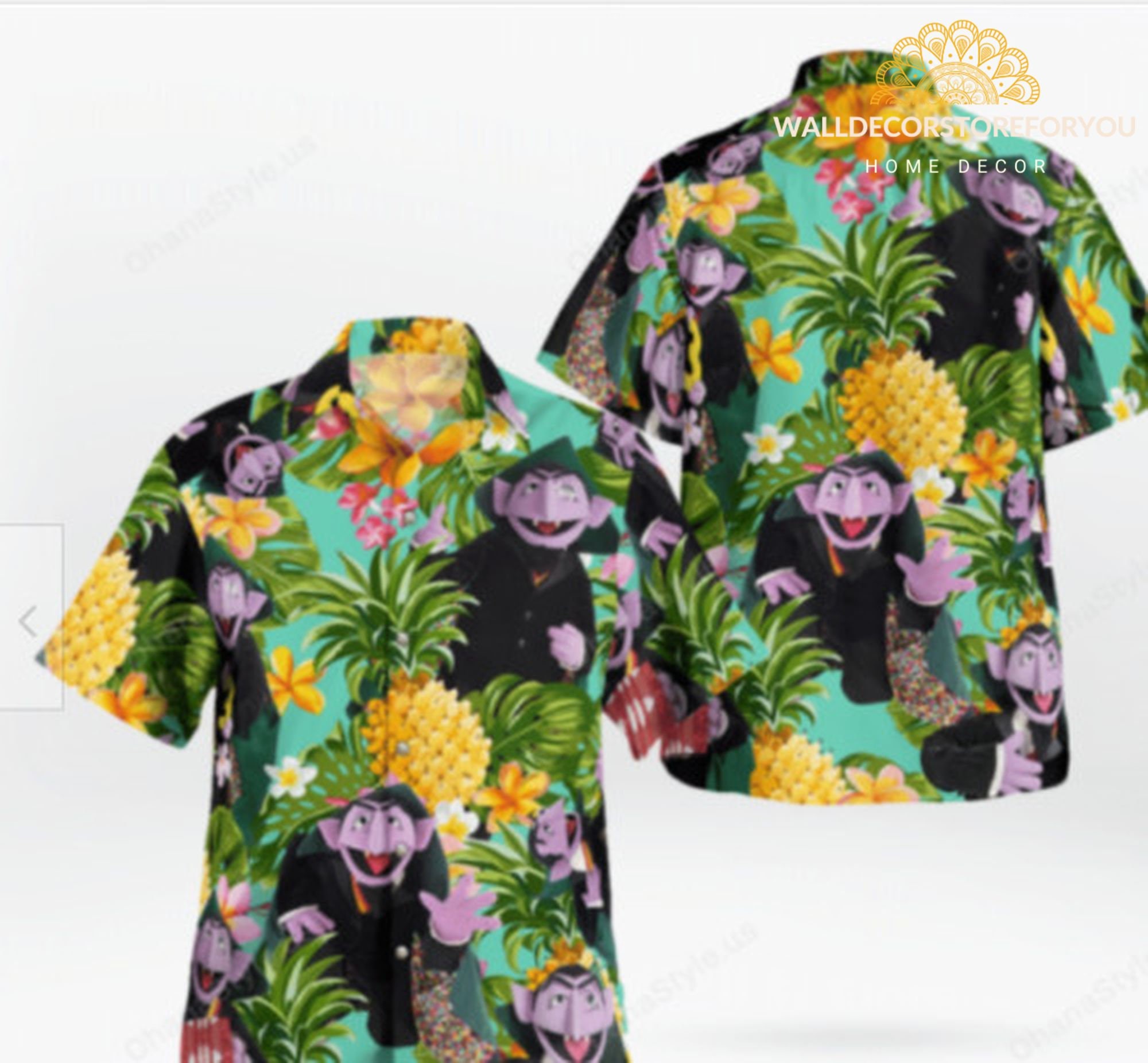 Muppet Count Von Count Ananas Tropisches Hawaiian Shirt Muppet Count Von Count Ananas Tropisches Hawaiian Shirt