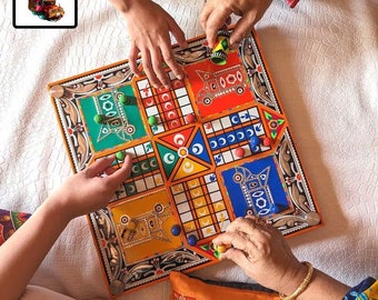 Handmade Ludo Star Board Game, Truck Art Pakistan style.