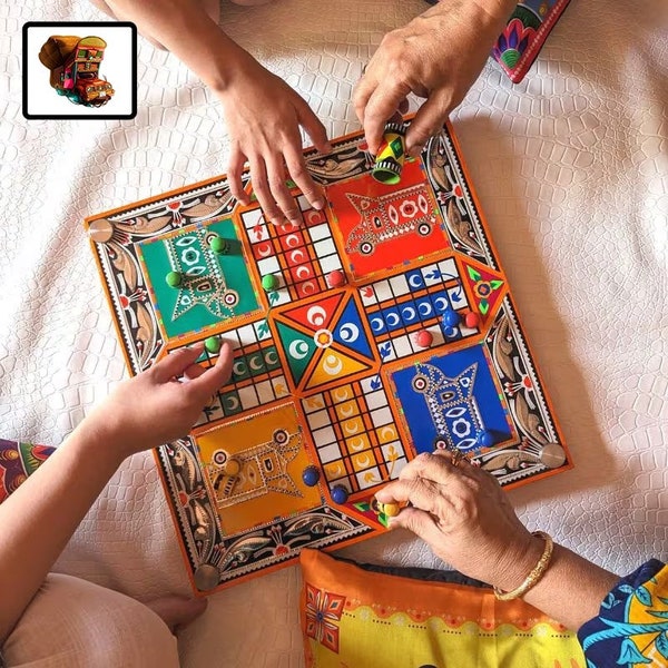 Handmade Ludo Star Board Game, Truck Art Pakistan style.