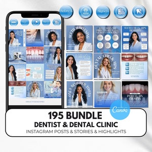 Dental clinic Instagram posts Bundle, Dental clinic canva Templates, Dentists social media, dental social media posts, Dentist marketing