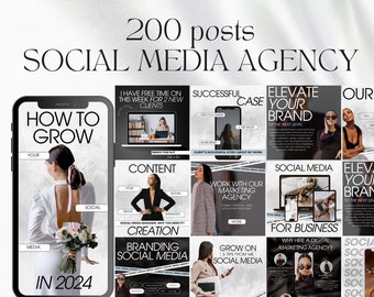 200 Social Media Marketing Agency, Digital agency,  Marketing agency | Marketing bundle, branding kit| Social media manager instagram white