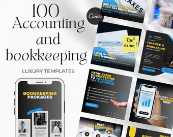 100 Accounting and bookkeeping Instagram and Facebook templates for accountants and bookkeepers, Bookkeeping Social Media Posts, tax prep