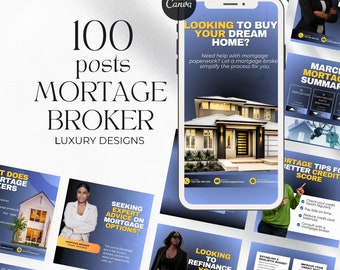 Mortgage Broker Instagram Template, Mortgage Broker Social Media blue, Mortgage Lender, Mortgage Loan Officer , mortage broker Marketing
