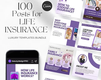 Insurance Agent Marketing Templates, Life Insurance Instagram, Insurance Broker Canva Template,Insurance AgencyPost