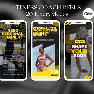 Personal Trainer haspels Instagram-sjablonen | Fitnesscoach videobeelden, fitnesscoach sociale media, fitnesscoach instagram canva