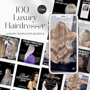 Hair salon templates, hairstylist Canva templates, hair social media Instagram post templates hairdresser salon posts, Luxury hairstylist