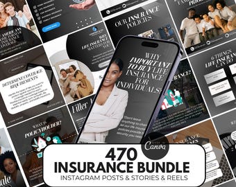 470 life Insurance instagram Bundle  canva Templates, Life Insurance agent Instagram posts, Insurance Broker  Template, life Insurance canva