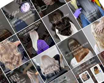 Modèles Instagram pour le soin des cheveux, modèles Salon de coiffure pour Instagram | Modèle Instagram de cheveux | Salon de coiffure | Publication sur les réseaux sociaux