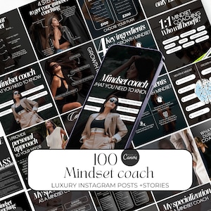 Mindset coach instagram templates, life coach, business instagram, coaching templates canva, coach social media, Mental Health posts