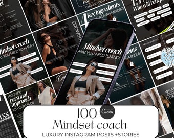 Modelli instagram per coach mentalità, life coach, instagram aziendale, modelli di coaching canva, social media per coach, post sulla salute mentale