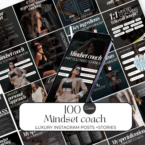 Mindset coach instagram templates, life coach, business instagram, coaching templates canva, coach social media, Mental Health posts