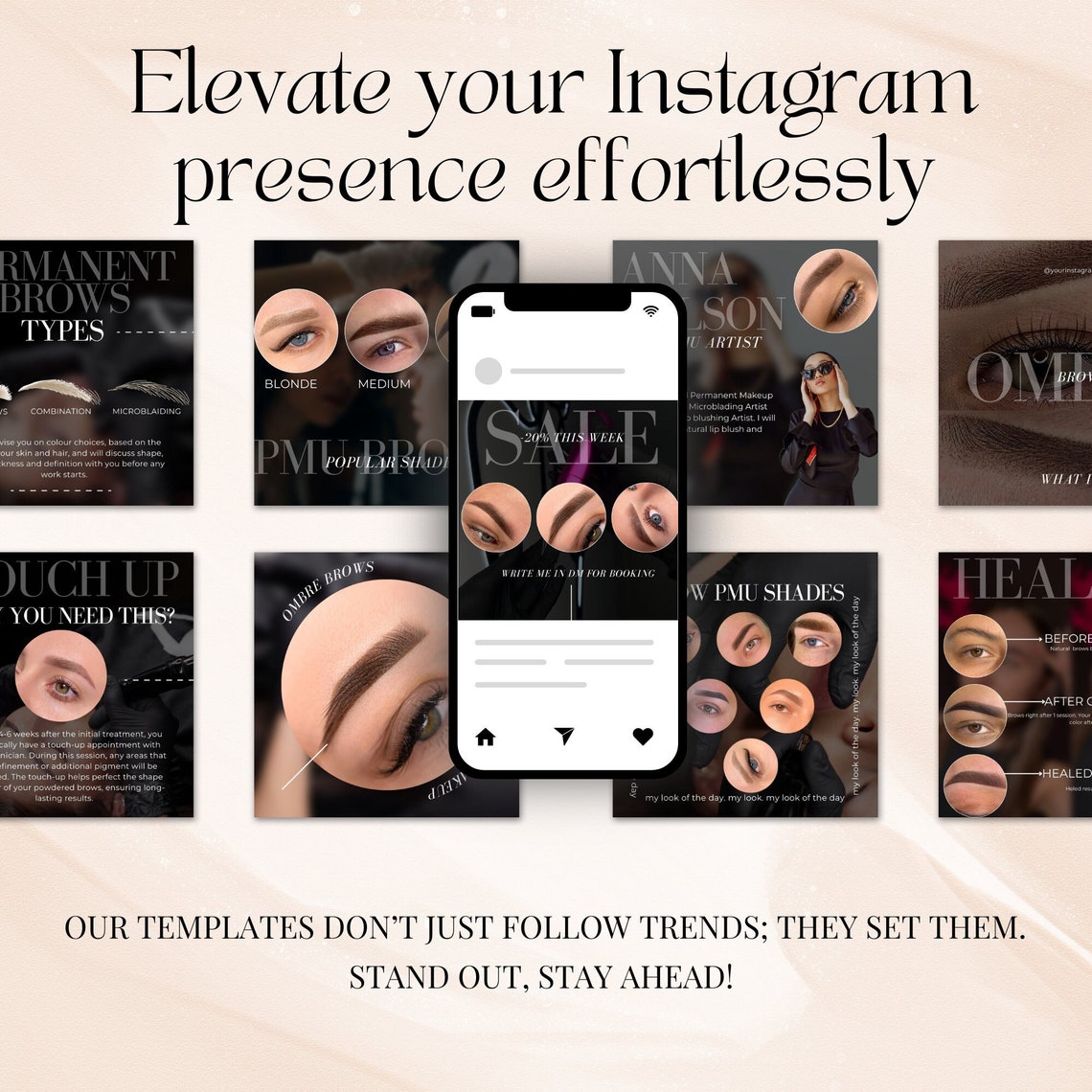 PMU Brows Instagram Template, Microblading Instagram Canva Template ...