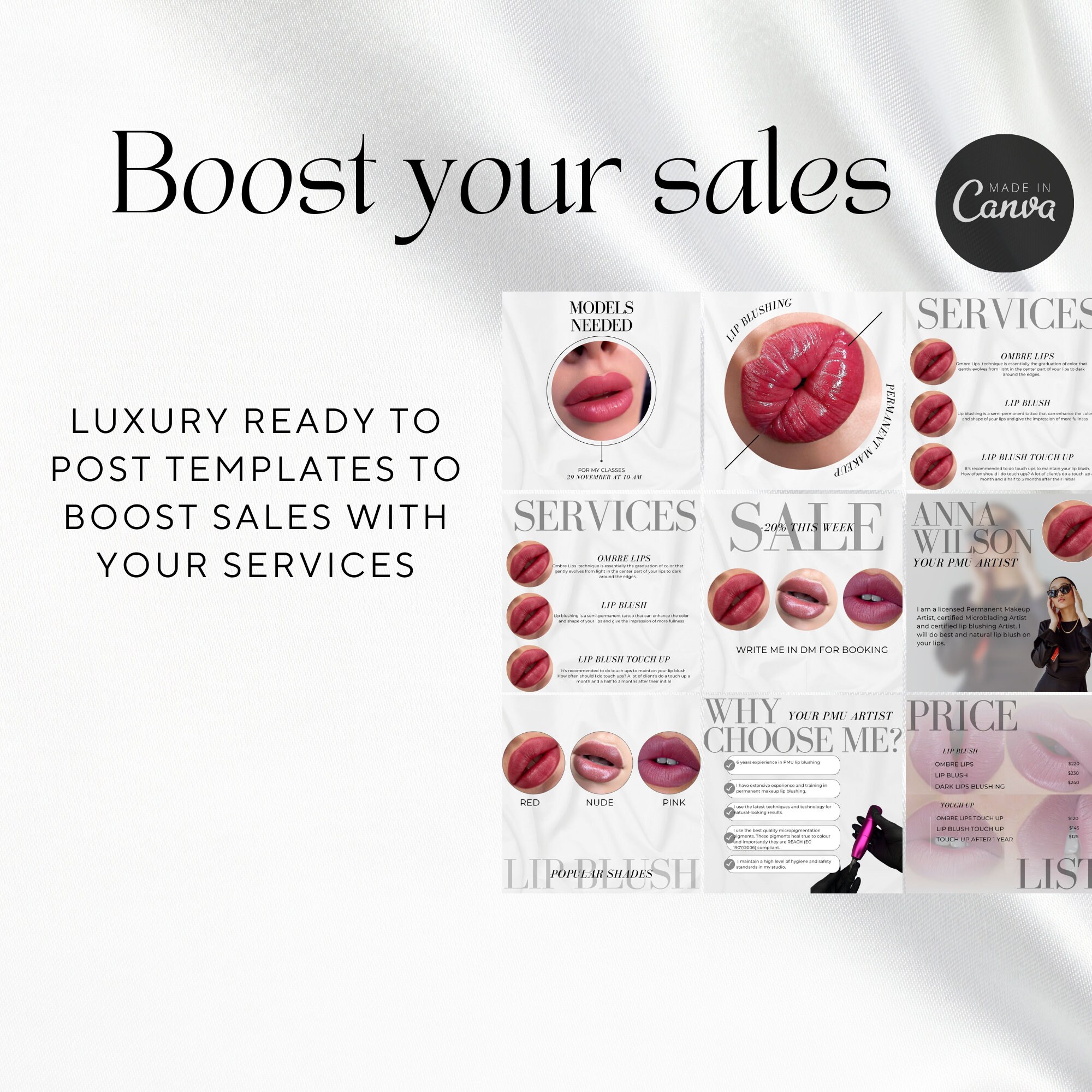 Lip Blush Instagram Templates I Lip Blush Social Media, Permanent ...