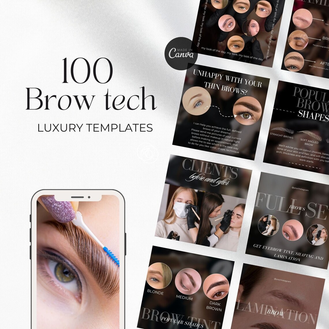 Brow Tech Instagram Canva Templates, Eyebrow Tech Templates, Brow ...