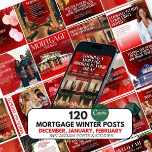 120 Mortgage winter Instagram Template, Mortgage holiday  Social Media template , christmas Mortgage Posts, mortgage Lender, Loan Officer