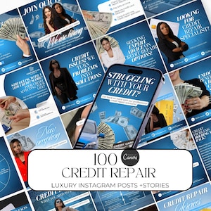 Credit repair instagram templates, Credit Repair social media Posts, Credit Repair canva template Flyers, Credit Restoration Templates