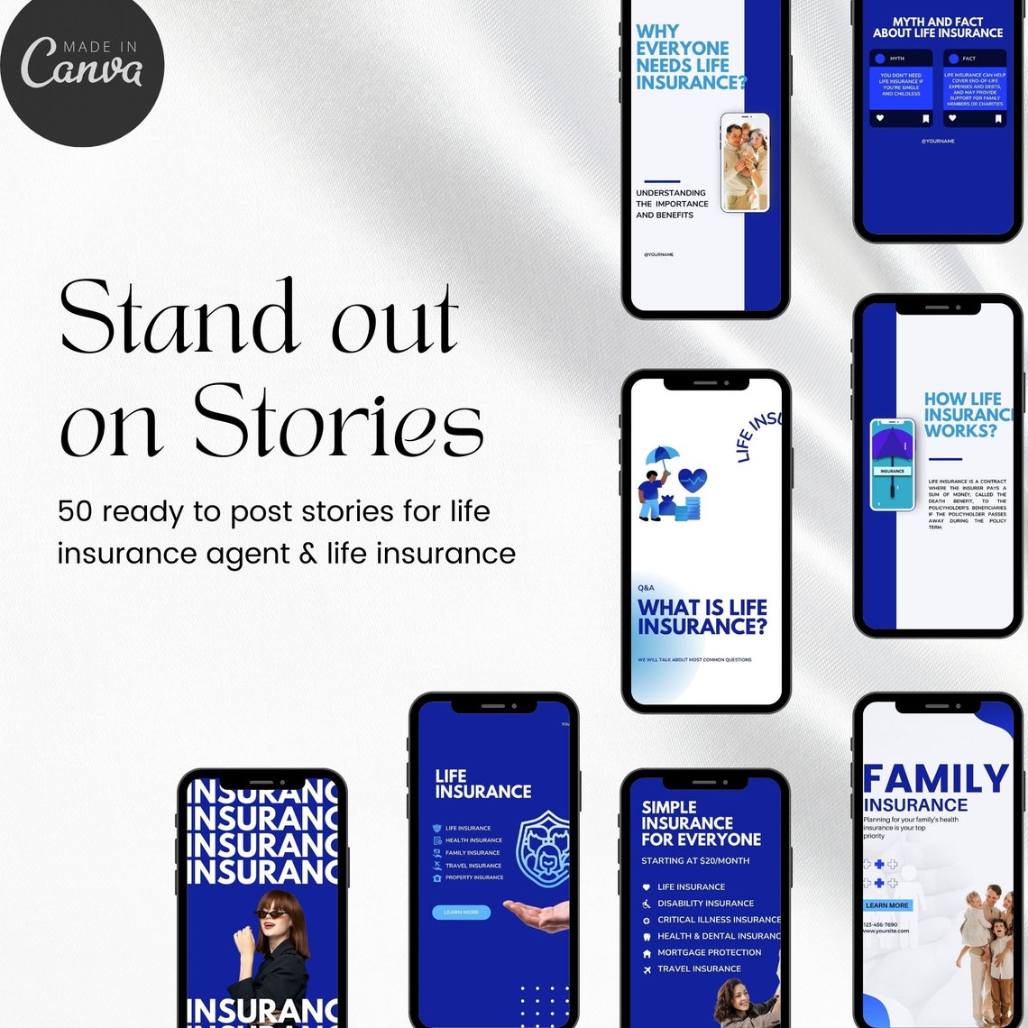 Insurance Agent Marketing Templates, Life Insurance Instagram Templates