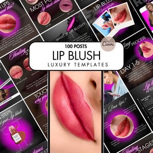 Lip Blush Instagram templates I Lip Blush Social Media Permanent Makeup I PMU Templates I Lip Tattoo I PMU Lip Blush pink template