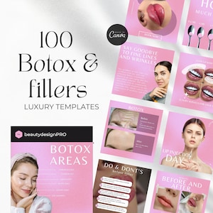 100 Botox and Filler Instagram, Skincare Instagram , Nurse Injector Templates, Botox Templates, pink instagram botox canva template