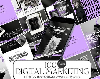 Digital Marketing Marketing Social Media Posts, Marketing-Büro | Canva Digitales Marketing | Marketing Template instagram lila