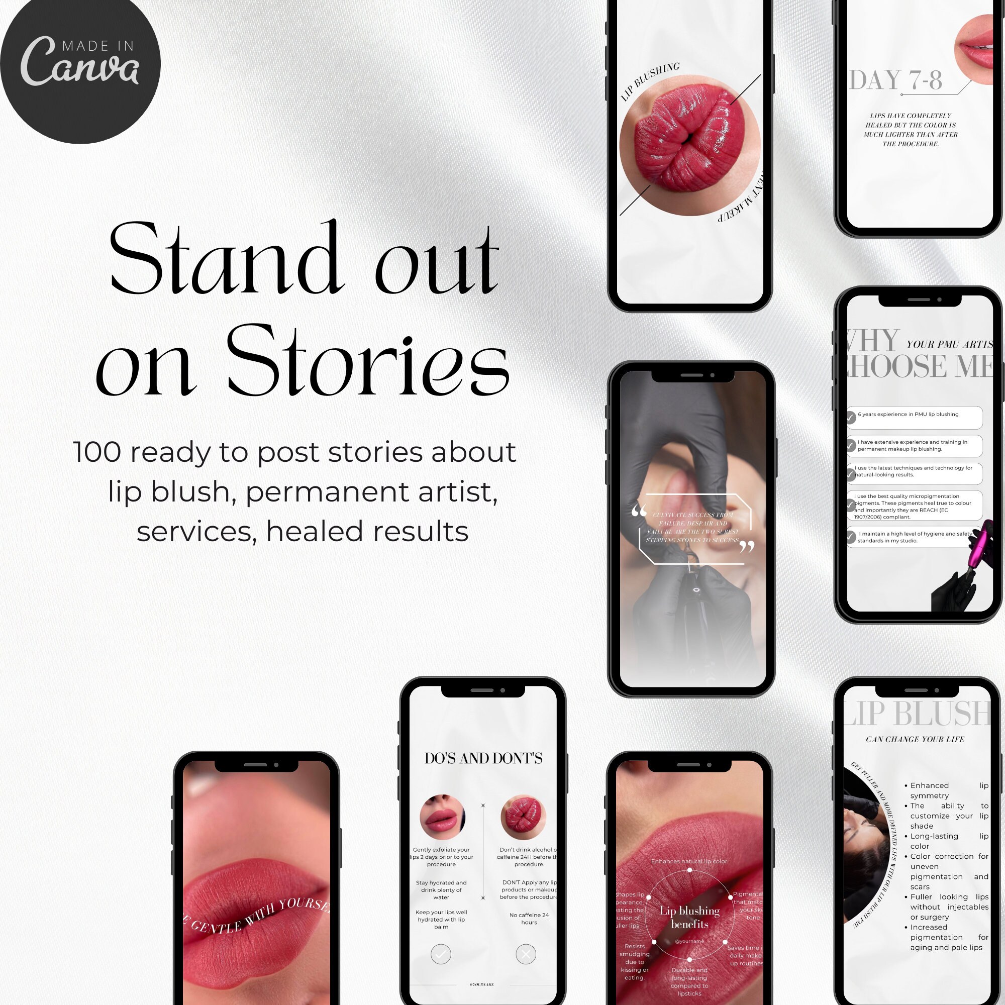 Lip Blush Instagram Templates I Lip Blush Social Media, Permanent ...