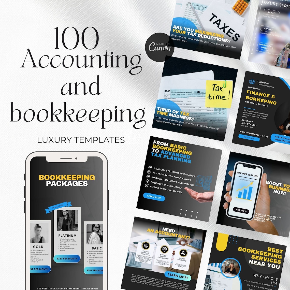 100 Accounting and Bookkeeping Instagram and Facebook Templates for