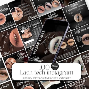 Lash tech instagram template, lash artist instagram posts, lash extensions social media posts, lash tech Canva Template