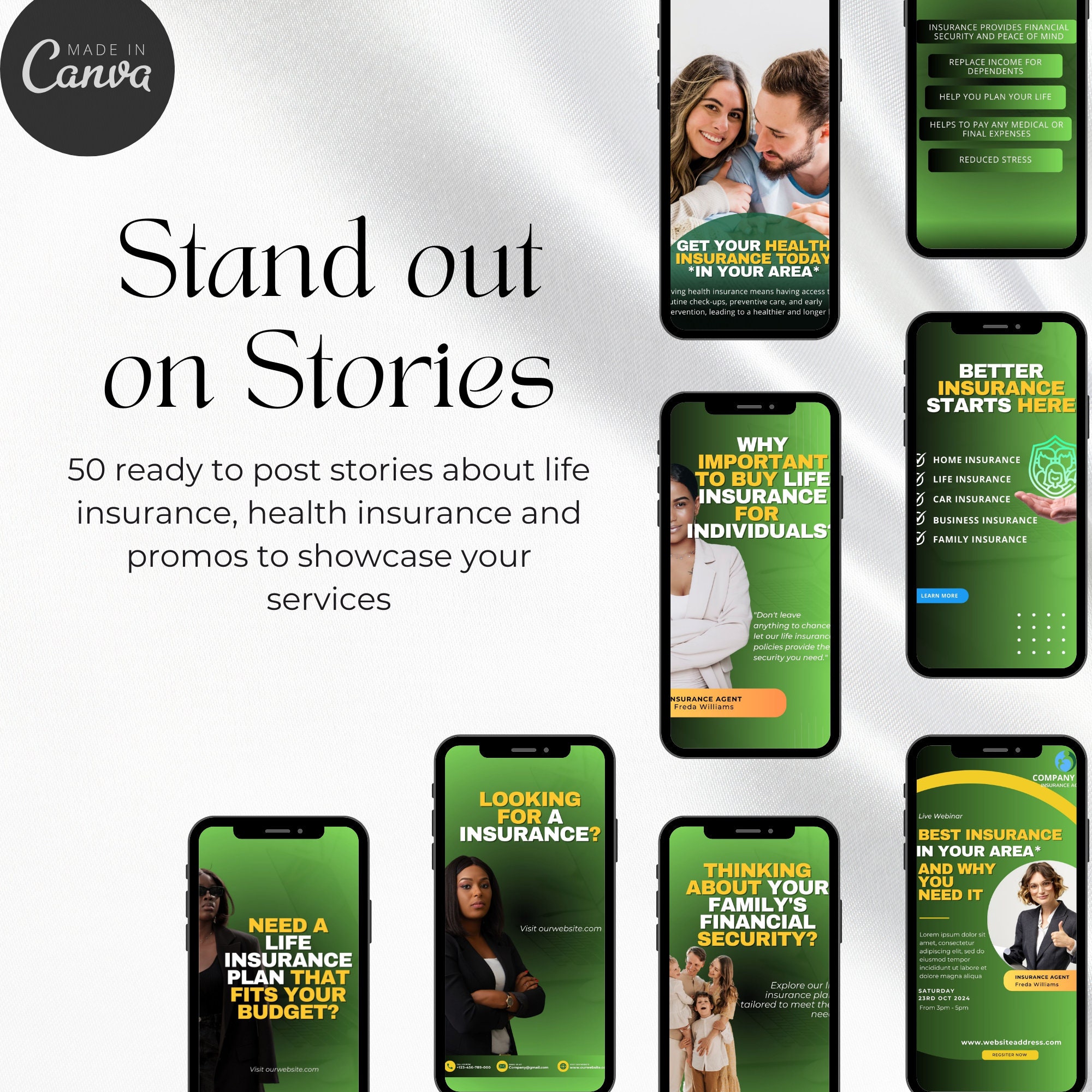 Insurance Agent Instagram Templates, Life Insurance Instagram Templates
