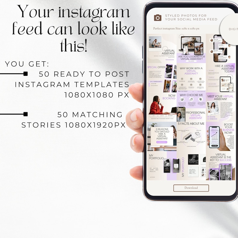 Virtual Assistant Instagram Template, Virtual Assistant Canva, Virtual