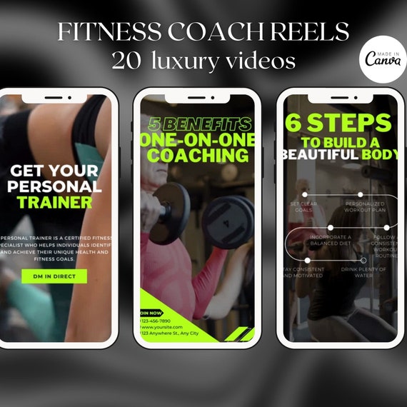 Fitness Coach Reel Videos | Fitness Instagram template,  personal trainer instagram reels, fitness video, fitness templates canva