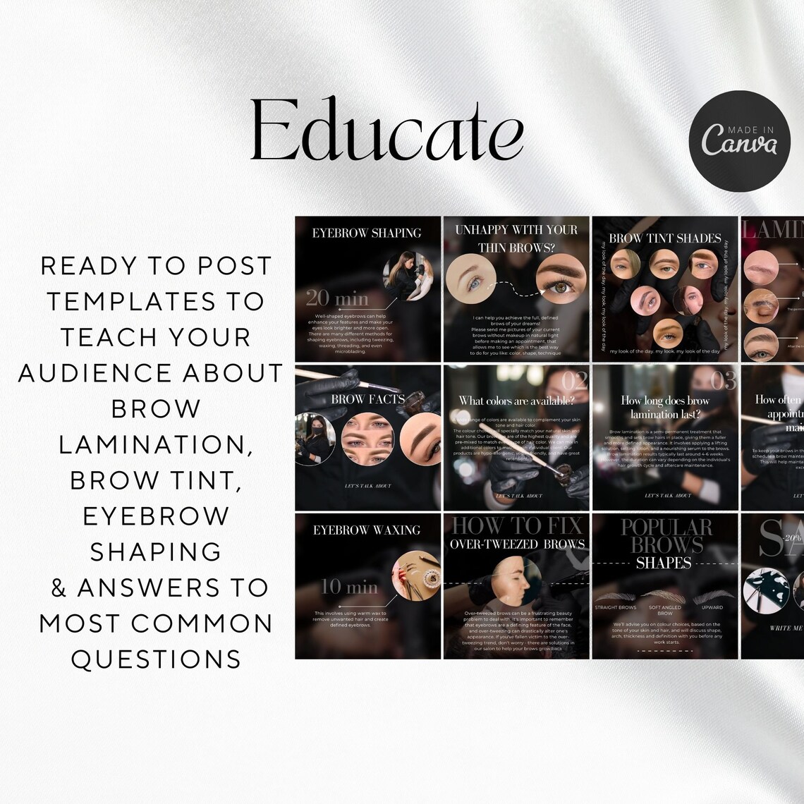Brow Tech Instagram Canva Templates, Eyebrow Tech Templates, Brow ...