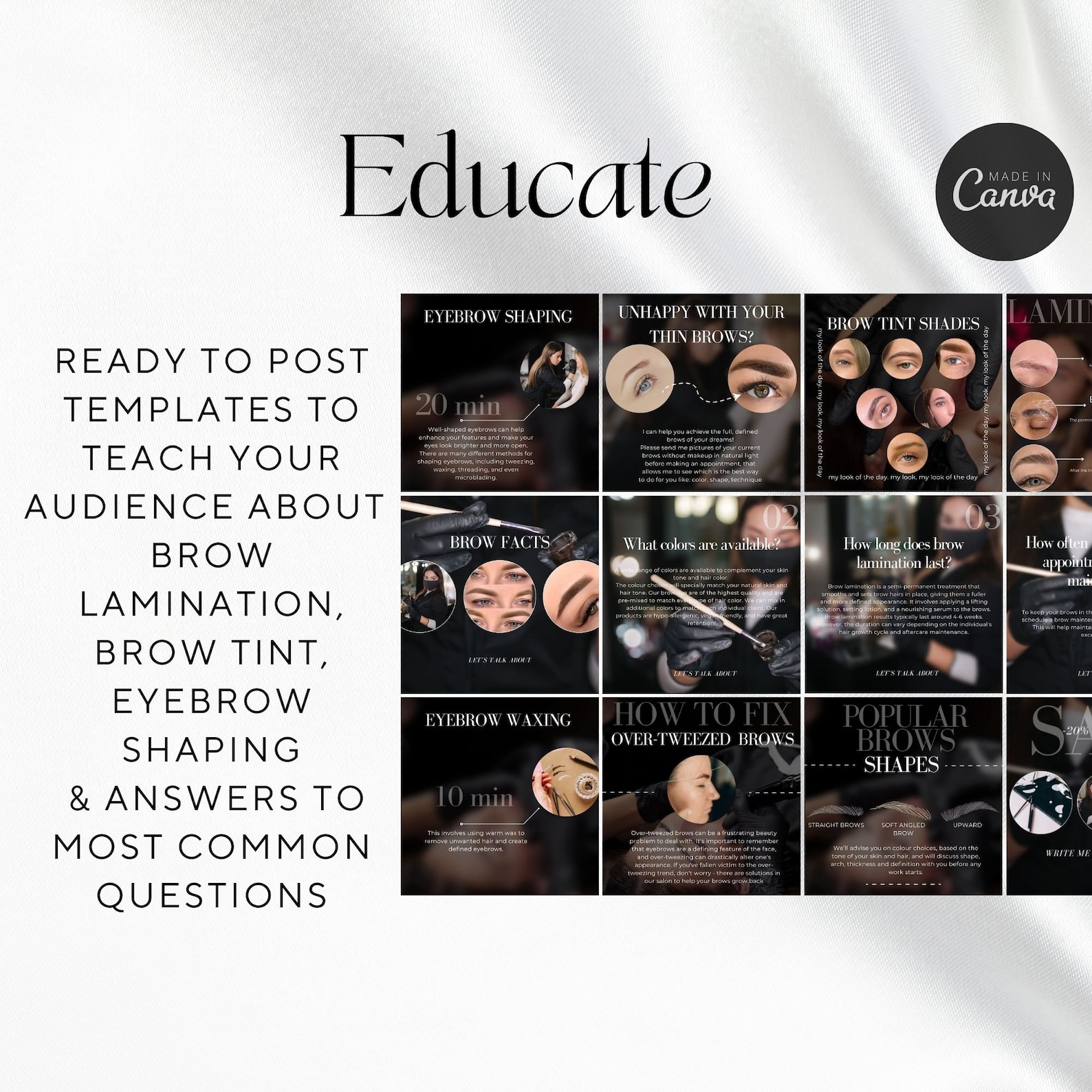 Brow Tech Instagram Canva Templates, Eyebrow Tech Templates, Brow ...