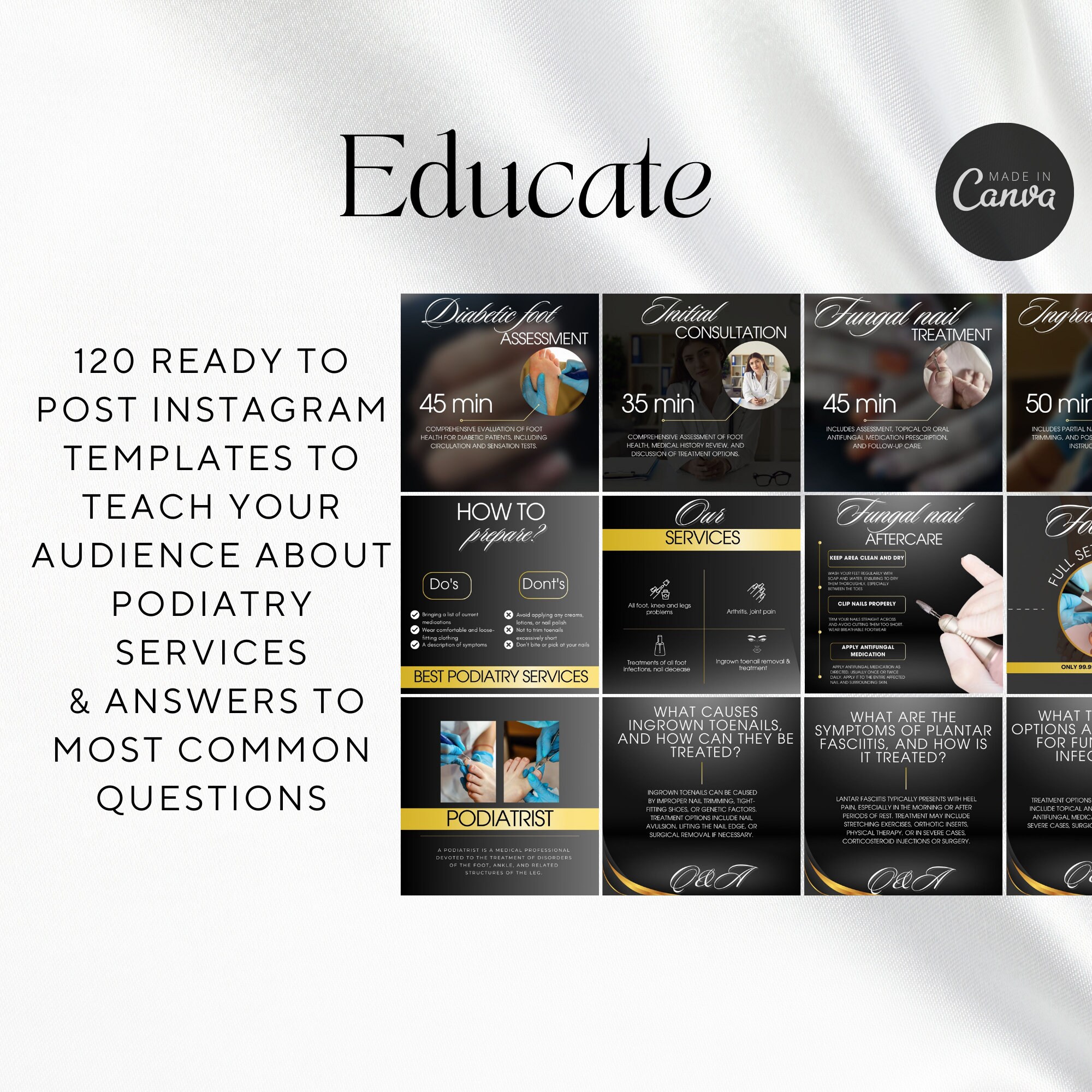 Podiatry Instagram Post Template, Podiatrist Canva Template, Foot