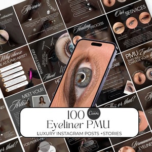 Eyeliner pmu Instagram templates I  eyeliner tattoo canva template I PMU Templates I permanent makeup posts, pmu artist