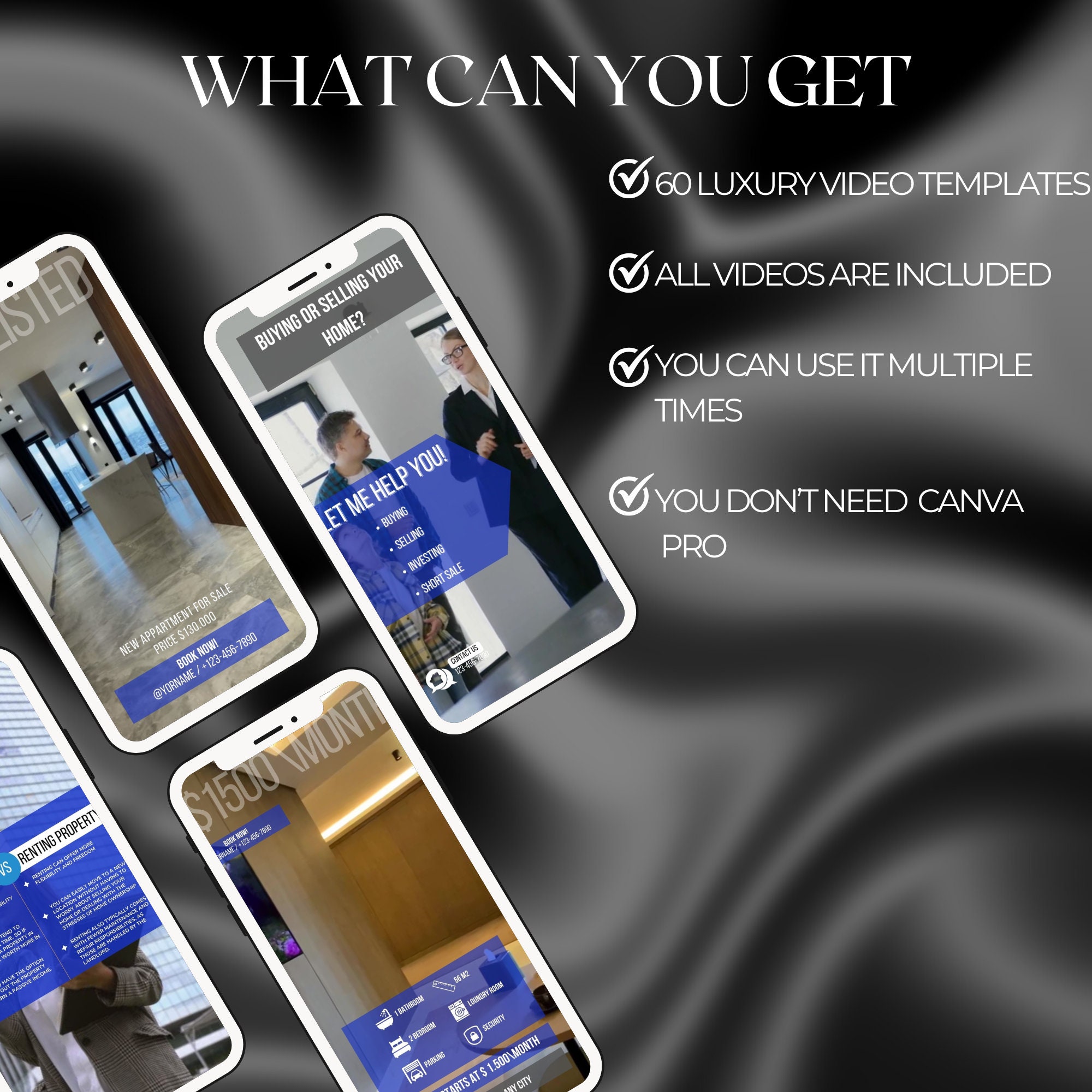 60 Real Estate Reel Templates Rieltor Tiktok and Instagram Reels Blue