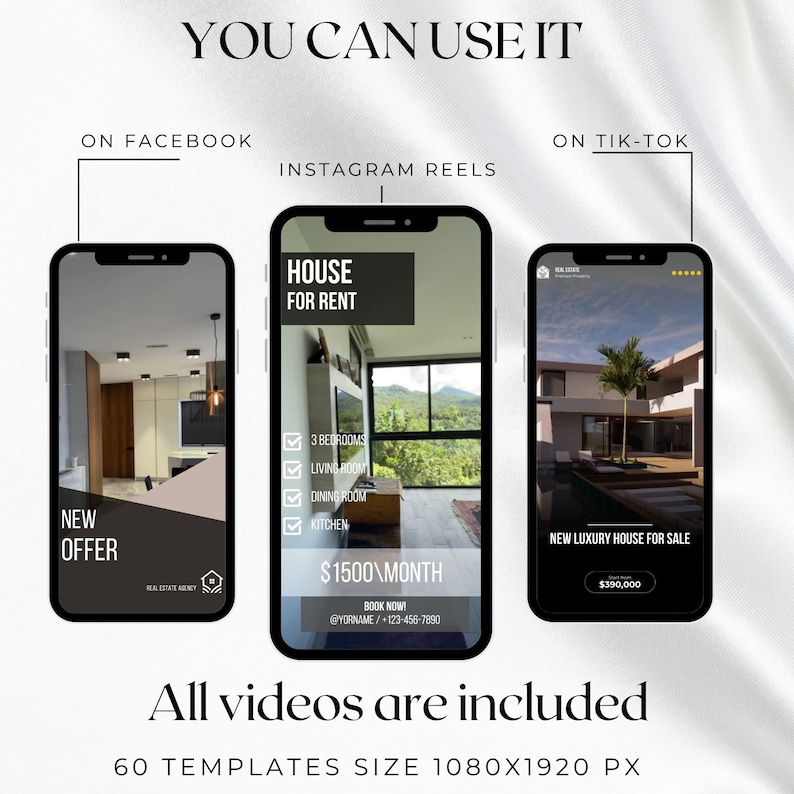 60 Real Estate Reels Videos, Realtor Vieos Marketing Posts, Realtor