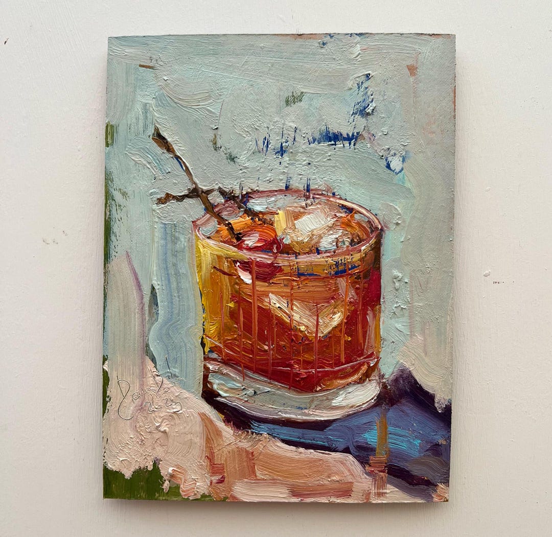 Original Cocktail Oil Painting: Impasto Still Life Art - Etsy