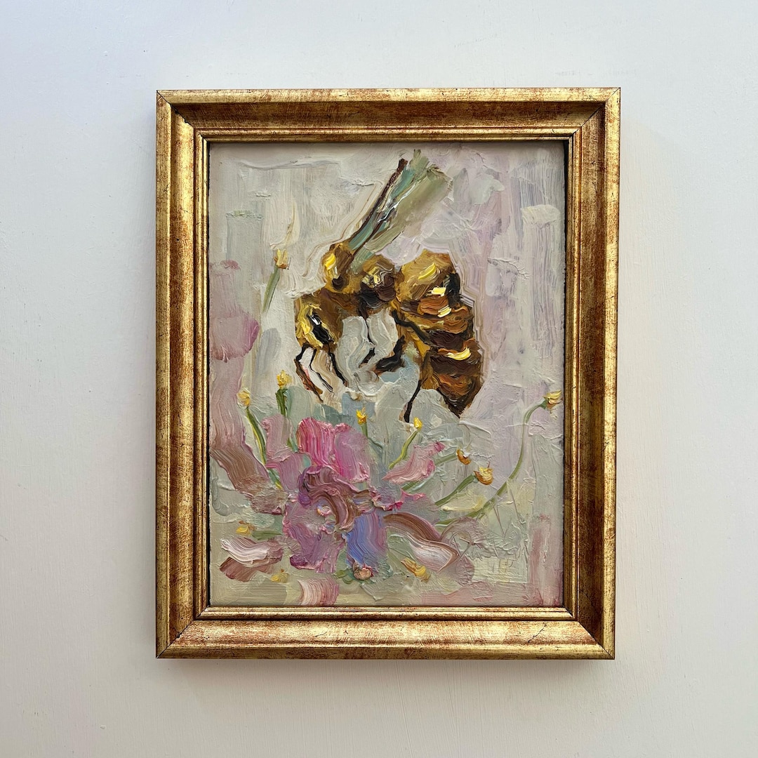Bee Painting Original Semi Abstract Artwork Bee Oil Painting Bee Wall ...